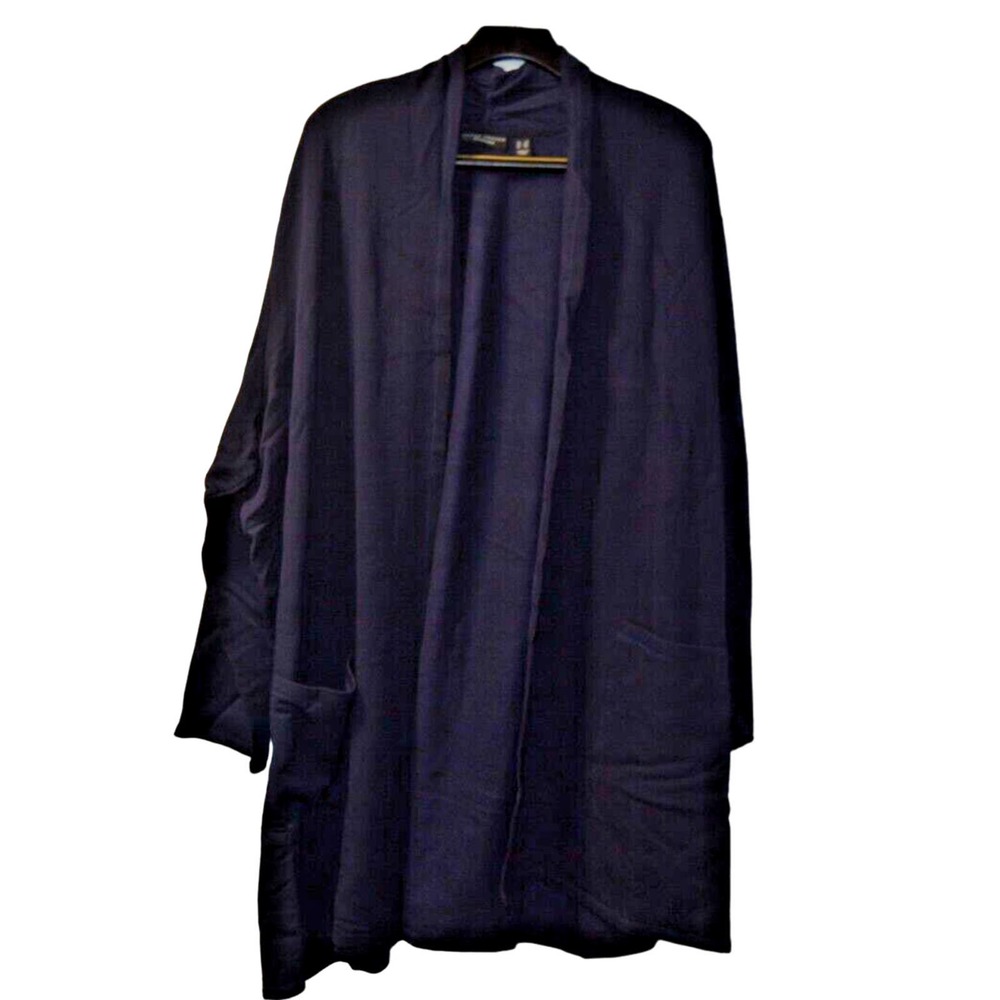 SUSAN GRAVER Weekend Brushed Back Knit Duster NAVY 3X